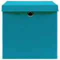Boîtes de rangement avec couvercles 10pcs 28x28x28cm Bleu azuré