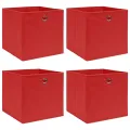 Boîtes de rangement 4 pcs Rouge 32x32x32 cm Tissu
