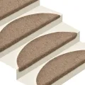 Tapis d'escalier autocollants 15 pcs Crème 56x17x3cm Aiguilleté
