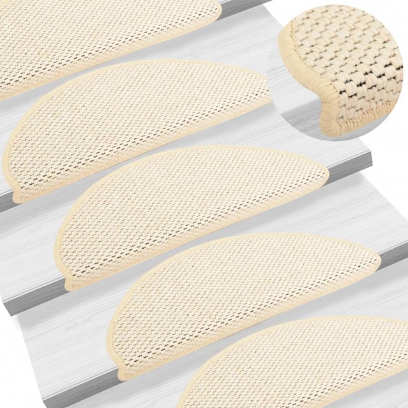 Tapis d'escalier autocollants 15 pcs 65x21x4 cm Crème