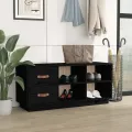 Banc à chaussures Noir 100x34x45 cm Bois de pin massif