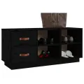 Banc à chaussures Noir 100x34x45 cm Bois de pin massif