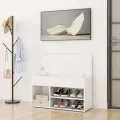Banc à chaussures Blanc brillant 80x30x45 cm Aggloméré