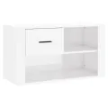 Armoire à chaussure Blanc brillant 80x35x45 cm Bois ingénierie