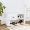 Armoire à chaussure Blanc brillant 80x35x45 cm Bois ingénierie