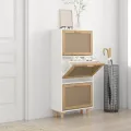 Armoire à chaussures Blanc 52x25x115 cm Bois d'ingénierie/rotin