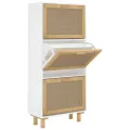 Armoire à chaussures Blanc 52x25x115 cm Bois d'ingénierie/rotin