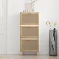 Armoire à chaussures Blanc 52x25x115 cm Bois d'ingénierie/rotin