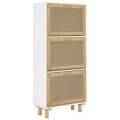 Armoire à chaussures Blanc 52x25x115 cm Bois d'ingénierie/rotin