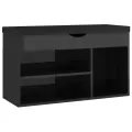 Banc à chaussures et coussin Noir brillant 80x30x47cm Aggloméré