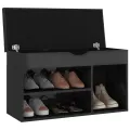 Banc à chaussures et coussin Noir brillant 80x30x47cm Aggloméré