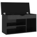 Banc à chaussures et coussin Noir brillant 80x30x47cm Aggloméré