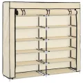 Armoire à chaussures avec housse Crème 115x28x110 cm Tissu