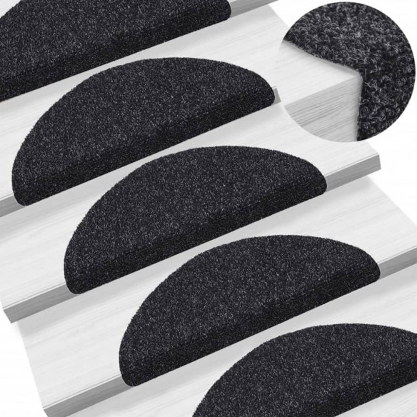 Tapis autoadhésifs de marches 5 pcs Noir 56x17x3 cm Aiguilleté