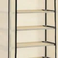 Armoire à chaussures avec housse Crème 57x29x162 cm Tissu