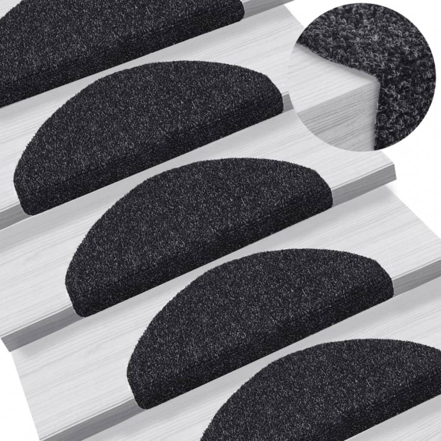 Tapis autoadhésifs de marches 10 pcs Noir 65x21x4 cm Aiguilleté