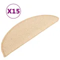 Tapis de marches d'escalier 15 pcs Crème 56x17x3 cm