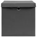 Boîtes de rangement avec couvercle 4 pcs Gris 32x32x32 cm Tissu