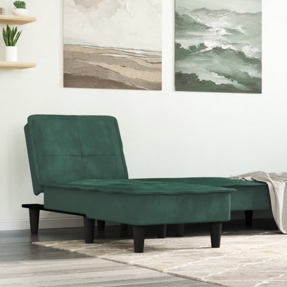 Chaise longue vert foncé velours