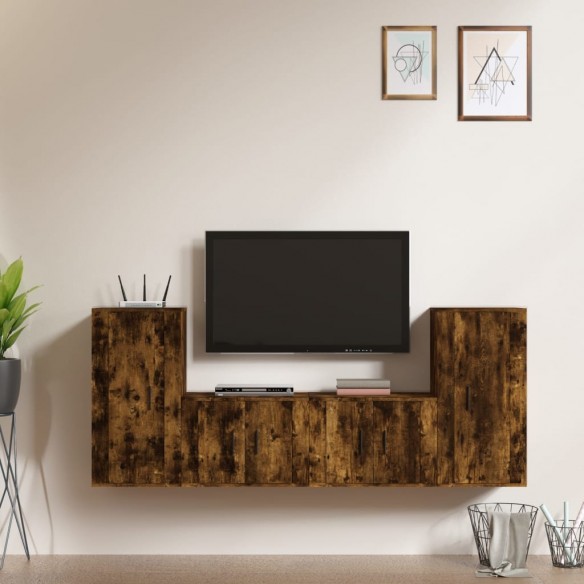 Ensemble de meubles TV 4 pcs Chêne fumé Bois d'ingénierie