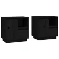 Tables de chevet 2 pcs Noir 50x34x50 cm Bois de pin massif