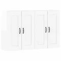 Armoires murales 2 pcs blanc brillant bois d'ingénierie