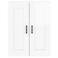 Armoires murales 2 pcs blanc brillant bois d'ingénierie