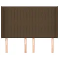 Tête de lit avec oreilles Marron foncé 147x16x118/128 cm Tissu