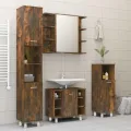 Armoire de bain Chêne fumé 30x30x95 cm Bois d'ingénierie