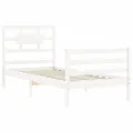 Cadre de lit avec tête de lit blanc 90x200 cm bois massif