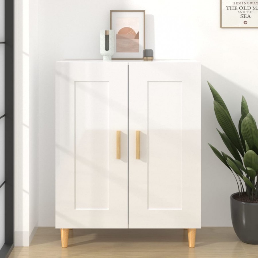 Buffet Blanc brillant 69,5x34x90 cm Bois d'ingénierie