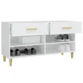 Armoire à chaussure Blanc brillant 102x35x55 cm Bois ingénierie