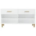 Armoire à chaussure Blanc brillant 102x35x55 cm Bois ingénierie