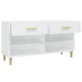 Armoire à chaussure Blanc brillant 102x35x55 cm Bois ingénierie