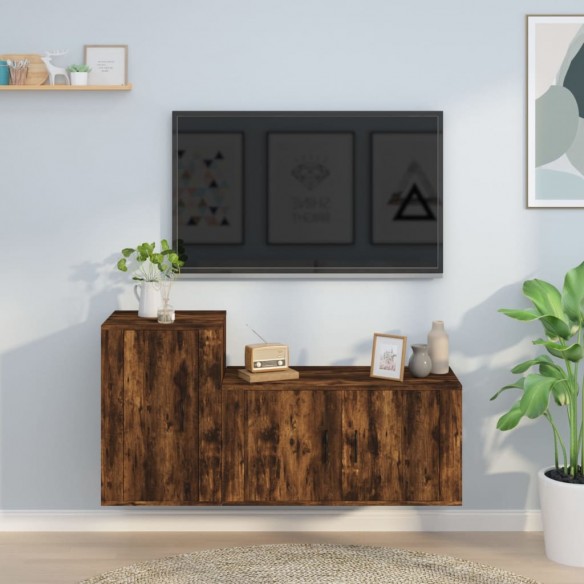 Ensemble de meubles TV 2 pcs Chêne fumé Bois d'ingénierie