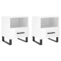 Tables de chevet 2 pcs blanc brillant 40x35x47,5 cm