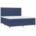 cadre de lit avec matelas Bleu 160x200 cm Tissu