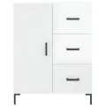 Buffet Blanc brillant 69,5x34x90 cm Bois d'ingénierie