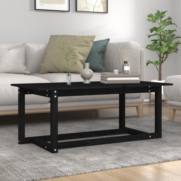 Table basse Noir 110x55x45 cm Bois massif de pin