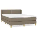 cadre de lit avec matelas Taupe 140x200 cm Tissu