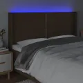 Tête de lit à LED Marron foncé 163x16x118/128 cm Tissu