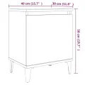 Table de chevet avec pieds en métal Chêne fumé 40x30x50 cm