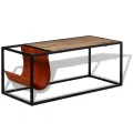Table basse avec porte-revues Cuir véritable 110 x 50 x 45 cm