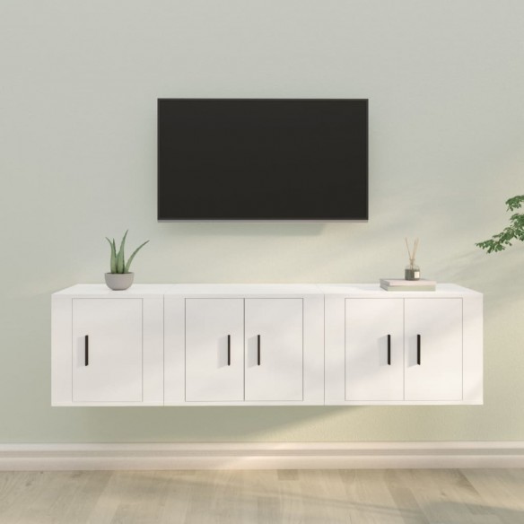 Ensemble de meubles TV 3 pcs Blanc Bois d'ingénierie