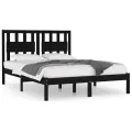 Cadre de lit Noir Bois de pin massif 140x190 cm