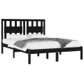 Cadre de lit Noir Bois de pin massif 140x190 cm