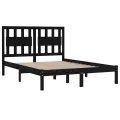 Cadre de lit Noir Bois de pin massif 140x190 cm