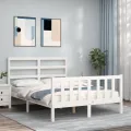 Cadre de lit avec tête de lit blanc 120x200 cm bois massif