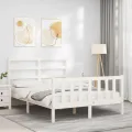 Cadre de lit avec tête de lit blanc 120x200 cm bois massif