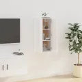 Meuble TV mural Blanc 40x34,5x80 cm